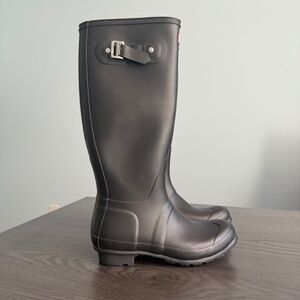 Hunter Original Back Adjustable Matte Black Classic Tall Rain Boots US 7